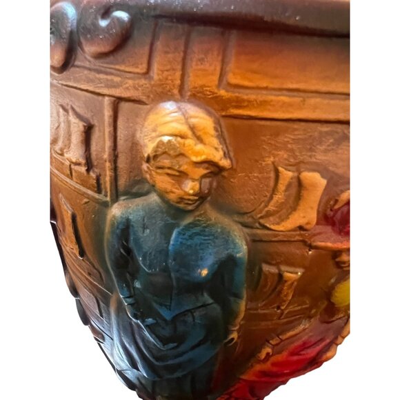 Vintage Norleans 3D Pottery Vase Double Handle Urn Horse Drawn Carriage 8" READ - Picture 5 of 7